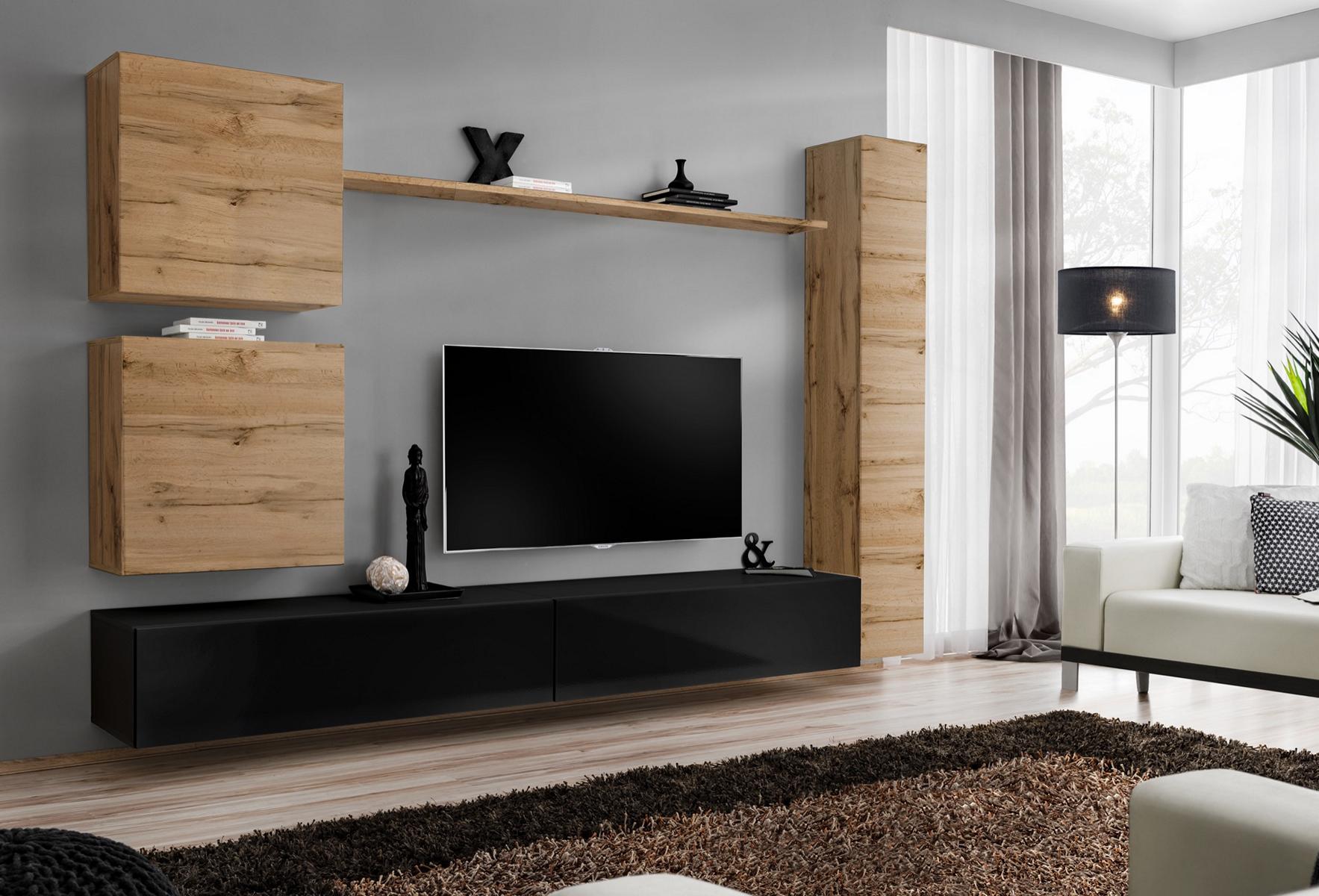 Braun Wandschrank Holzmöbel Designer Wand Regal Sideboard TV-Ständer Set von JV Möbel