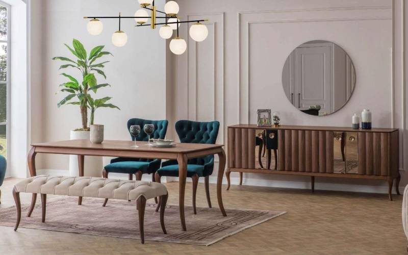 Braun-Weiße Esszimmer Möbel Chesterfield Designer Bank Luxus Esstisch Braun-Weiße Esszimmer Möbel Chesterfield Designer Bank Luxus Esstisch von JV Möbel