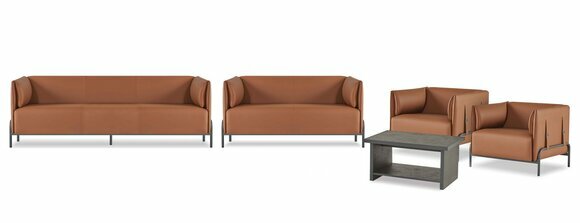 Braune Arbeitszimmer Sofagarnitur Designer Sitzmöbel Ledermöbel 5tlg von JV Moebel