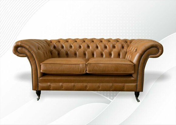 Braune Chesterfield 2 Sitzer Leder Nussbraun Design Couchen Sofas Couch von JV Möbel