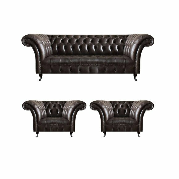 Braune Chesterfield Ledercouchen Wohnzimmer Garnitur Designer Sitzgruppe Braune Chesterfield Ledercouchen Wohnzimmer Garnitur Designer Sitzgruppe von JV Moebel