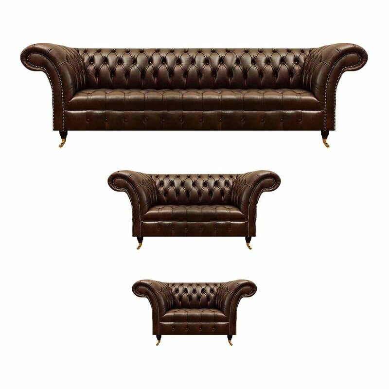 Braune Chesterfield Ledersofas Designer Ledersessel Dreisitzer 3tlg Set Braune Chesterfield Ledersofas Designer Ledersessel Dreisitzer 3tlg Set von JV Moebel