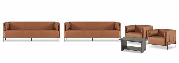 Braune Kunstleder Arbeitszimmer Designer 2x Dreisitzer Couchtisch Sessel von JV Moebel