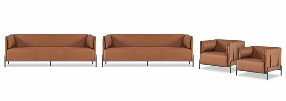 Braune Ledergarnitur Designer Arbeitszimmer Möbel 2x Dreisitzer Sessel von JV Moebel
