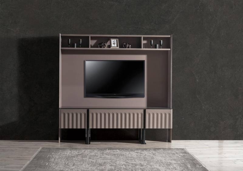Braune Wohnwand TV-Wand Designer Holz Möbel Wohnzimmer Einrichtung RTV von JV Möbel