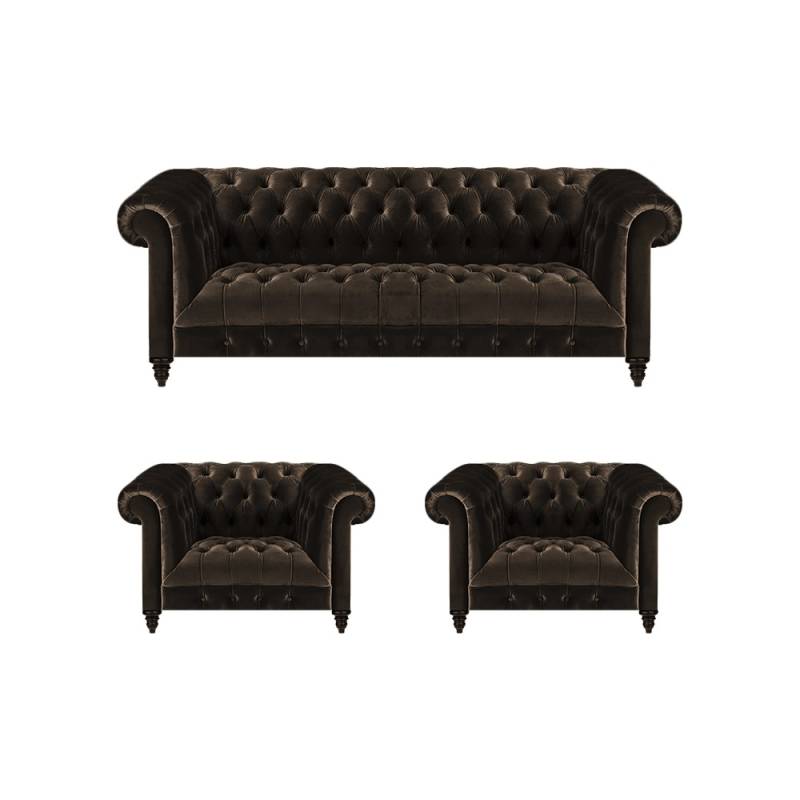 Braune Wohnzimmer Chesterfield Sitzmöbel 3-Sitzer Couch 2x Sessel 3tlg Braune Wohnzimmer Chesterfield Sitzmöbel 3-Sitzer Couch 2x Sessel 3tlg von JV Moebel