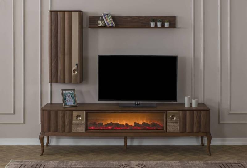 Braune Wohnzimmer Garnitur RTV-Lowboard Wandschränke Regale 3tlg Set Braune Wohnzimmer Garnitur RTV-Lowboard Wandschränke Regale 3tlg Set von JV Möbel