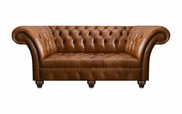 Brauner Chesterfield Leder Dreisitzer Wohnzimmer Moderne Polstercouchen von JV Moebel