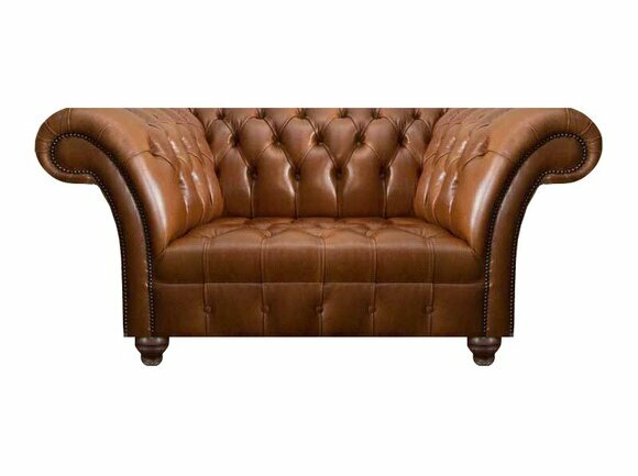 Brauner Chesterfield Leder Zweisitzer Designer Kunstleder 2-Sitzer Sofa von JV Moebel