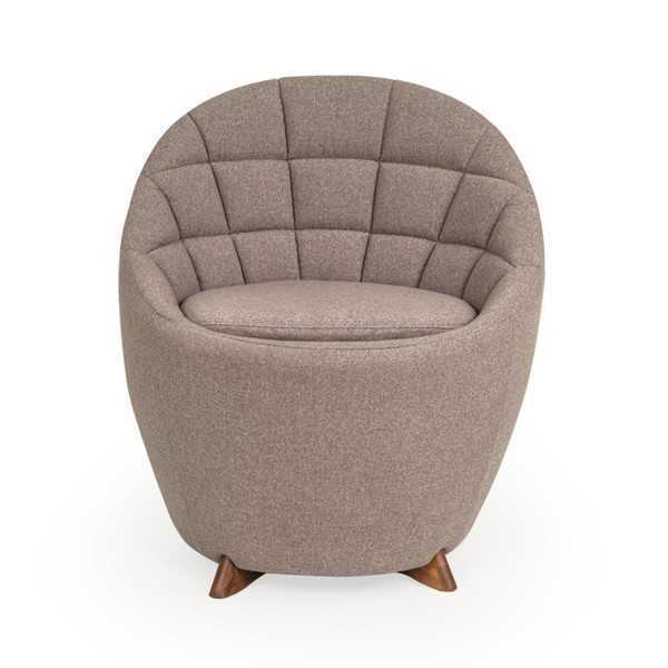 Brauner Polstersessel Wohnzimmer Einsitzer Designer 1-Sitzer Holzgestell von JV Möbel