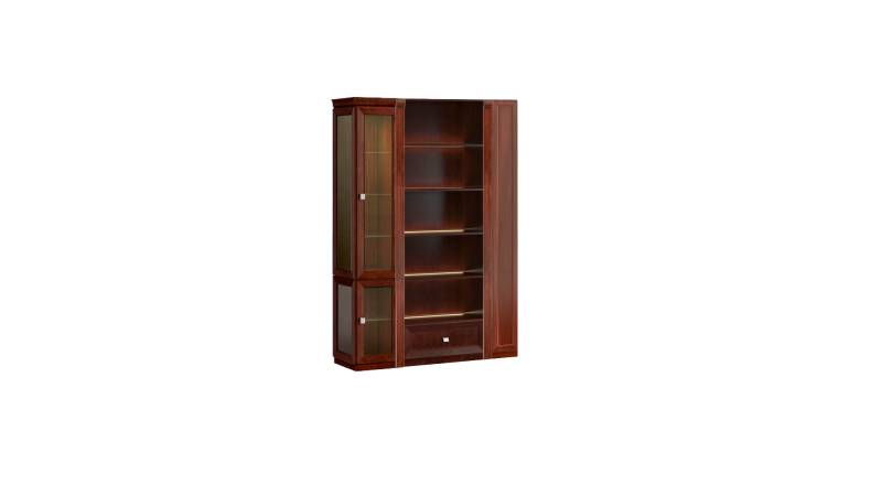 Braunes Büroregal Designer Glasvitrine Massivholz Luxuriöser Schrank von JV Möbel