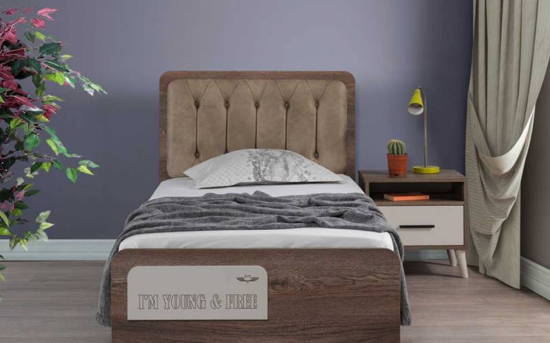 Braunes Kinderzimmer Einzellbett Designer Holz Nachttisch 2tlg Luxus Set Braunes Kinderzimmer Einzellbett Designer Holz Nachttisch 2tlg Luxus Set von JV Möbel