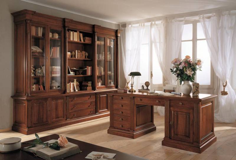 Büro Einrichtung Massiv Holz Schreibtisch Bücherschrank Tisch Regal Schrank 2tlg von JV Möbel