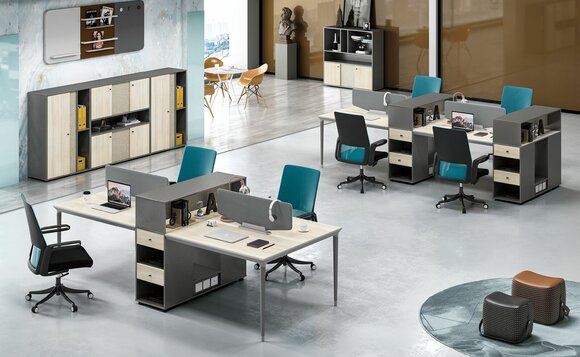 Büro Möbel Einrichtung Tische Tisch 4 Arbeitsplätze Schreibtisch Callcenter von JV Möbel