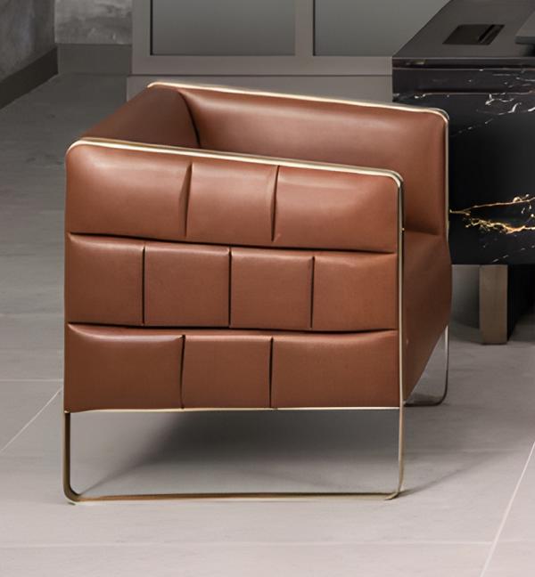 Büro Ohrensessel Sessel Polster Fernseh Modern Braun Büro Couch Leder Sessel Neu von JV Möbel