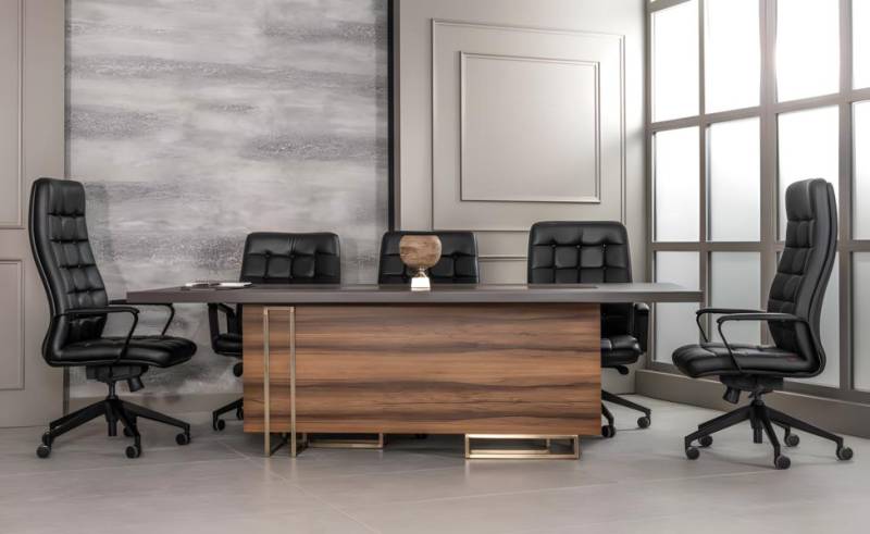 Büro Set 5x Konferenzstühle & Konferenztisch Komplettset Besprechungstisch 6tlg. von JV Möbel