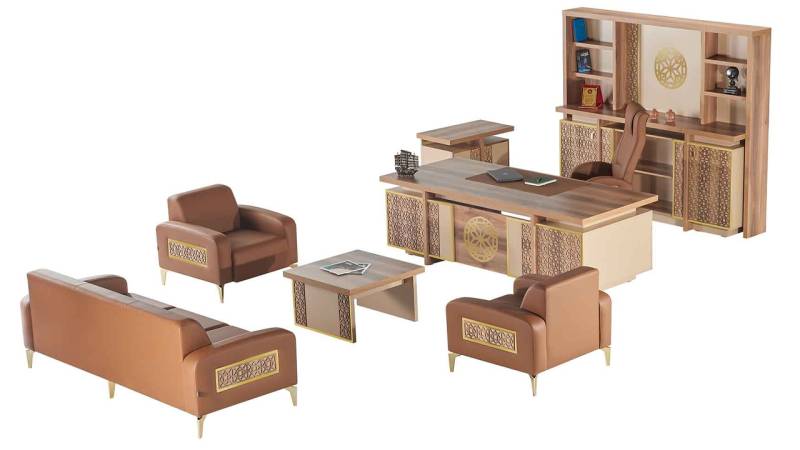 Büroeinrichtung Komplett Schreibtisch Sofas Stauraum Arbeitszimmer Braun Büroeinrichtung Komplett Schreibtisch Sofas Stauraum Arbeitszimmer Braun von JV Möbel