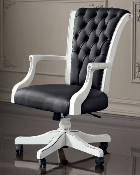 Bürostuhl Holz Chefsessel Chesterfield italienische Möbel Drehstuhl Sessel Stuhl von JV Möbel