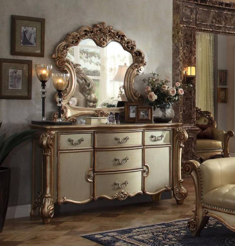 Buffet Anrichte Kommode Spiegel Echte Handarbeit Holz Barock Rokoko von JV Möbel