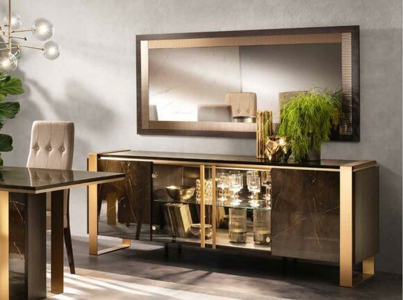 Buffet Anrichte Kommode Spiegel Echte Handarbeit Holz Regal Regale 2tlg von JV Möbel