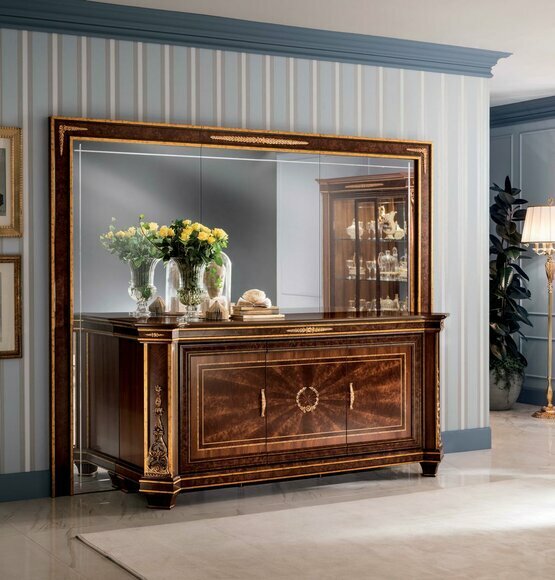 Buffet Kommode Kommoden Wohnzimmer Wandschrank + Spiegel Italienische von JV Möbel