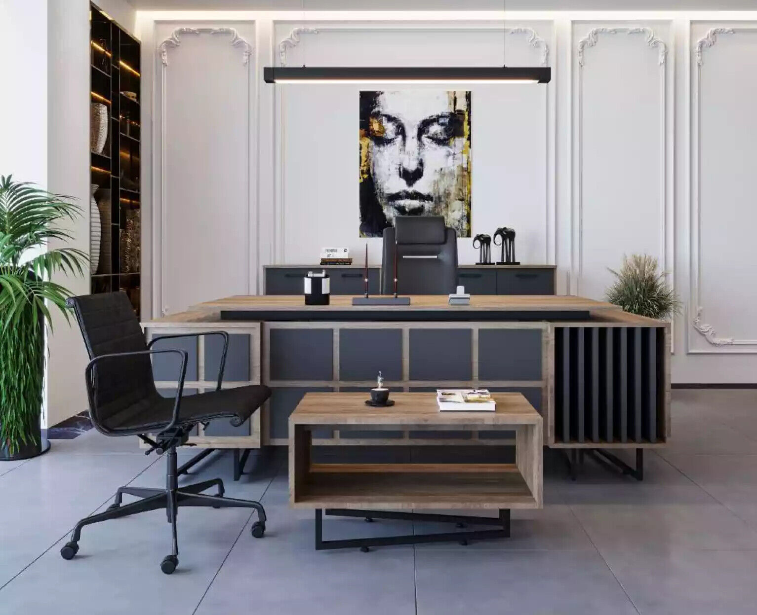 Chef Büro Möbel Set Schreibtisch Couchtisch Aktenschrank Tisch 3tlg. Sets von JV Möbel