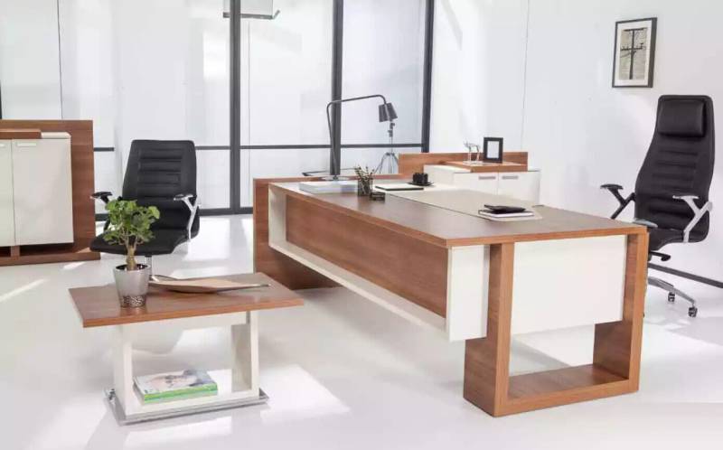 Chef Tisch Schreibtisch Brauner Office Tische Set Büro Einrichtung 3tlg Komplett von JV Möbel
