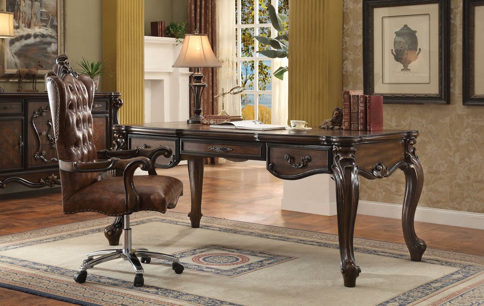 Chefsessel Sessel Klassischer Stuhl Büro Drehstuhl Leder Holz Barock Chefsessel Sessel Klassischer Stuhl Büro Drehstuhl Leder Holz Barock von JV Möbel