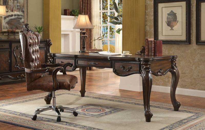 Chefsessel Sessel Klassischer Stuhl Büro Drehstuhl Leder Holz Barock von JV Möbel
