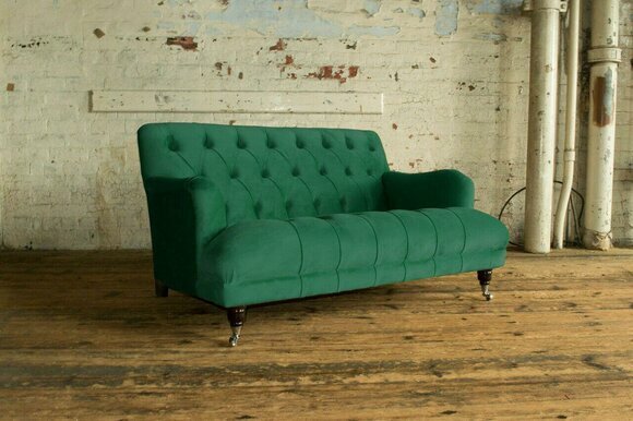 Chesterfield 2 Sitzer Polster Couch Leder Sofa Couchen Modern Stil Grün Textil von JV Möbel