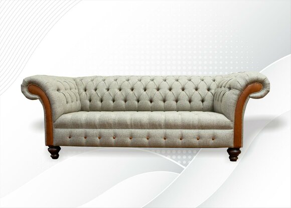 Chesterfield 3 Sitzer Beige Wohnzimmer Design Couchen Polster Sofa Sofas Textil von JV Möbel