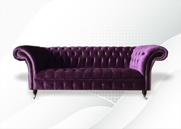 Chesterfield 3Sitzer Violett Stoff Design Couchen Polster Sofa Sofas Neu Textil von JV Möbel