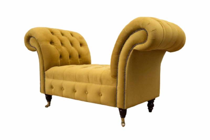 Chesterfield Bank Hocker Polsterbank Ottomane Sitzhocker Gelb Beistell von JV Möbel
