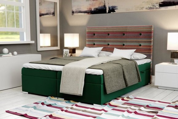 Chesterfield Bett Boxspring Hotel Doppel Komplett Set Topper Matratze von JV Möbel