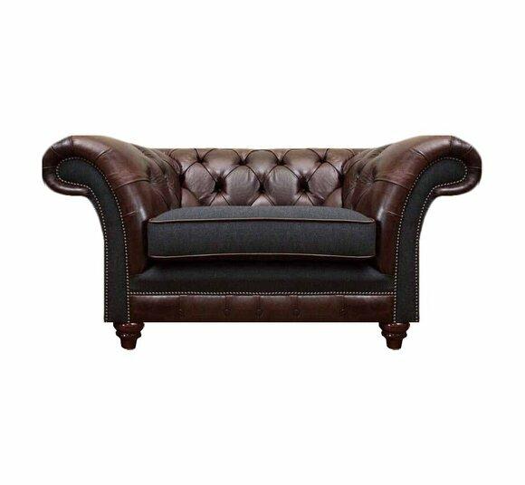 Chesterfield Braun-Grauer Sessel Wohnzimmer Einsitzer Moderne Edle Möbel von JV Moebel