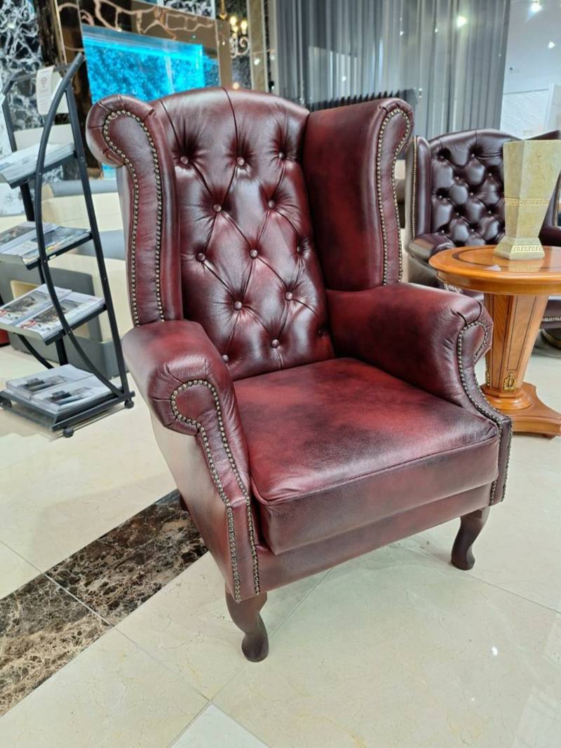 Chesterfield Braun Sessel Loungesessel Clubsessel Cocktailsessel Leder Sessel Sofort von JV Möbel