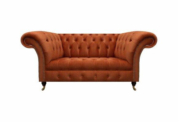 Chesterfield Brauner Zweisitzer Designer Couchen Wohnzimmer Edle Sofas von JV Moebel