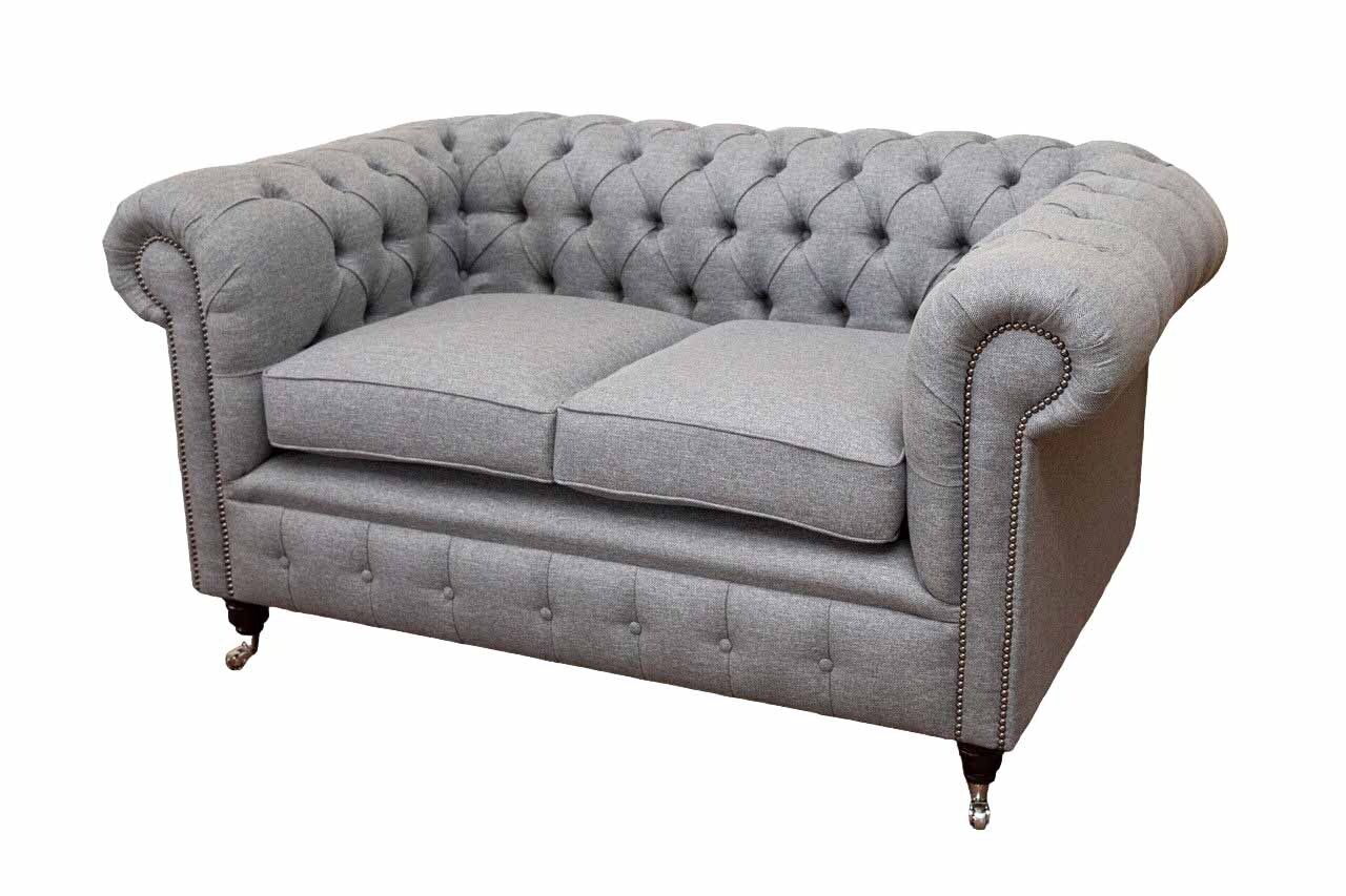 Chesterfield Büro Sitzmöbel Einrichtung Sofa Couch 2 Sitz Textil Graue Chesterfield Büro Sitzmöbel Einrichtung Sofa Couch 2 Sitz Textil Graue von JV Möbel