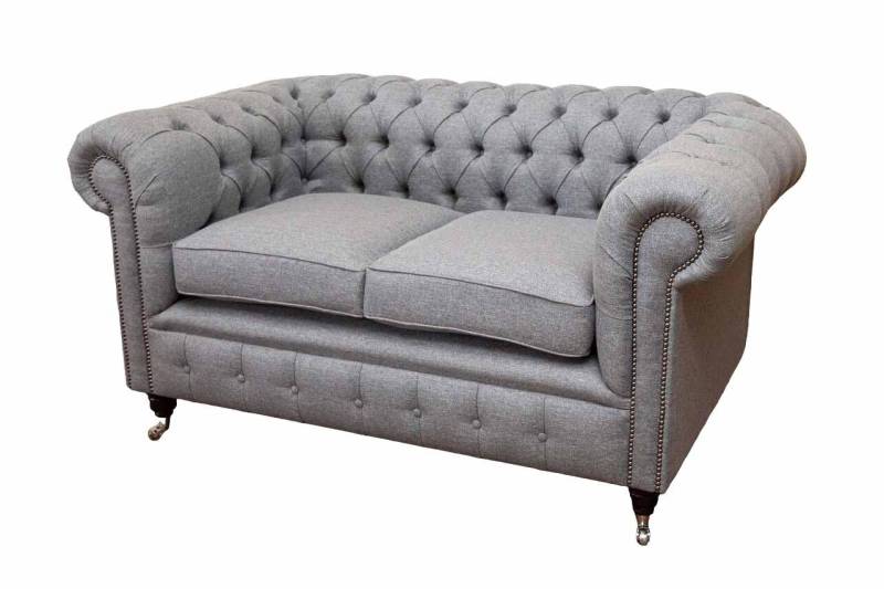 Chesterfield Büro Sitzmöbel Einrichtung Sofa Couch 2 Sitz Textil Graue von JV Möbel