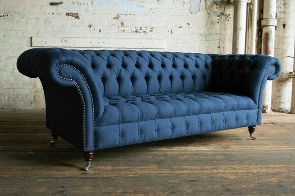 Chesterfield Couch xxl big sofa couchen samt leder textil polster sofas neu blau von JV Möbel