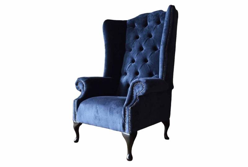 Chesterfield Design Sessel Polster Luxus Blau Textil Couchen Ohrensessel von JV Möbel