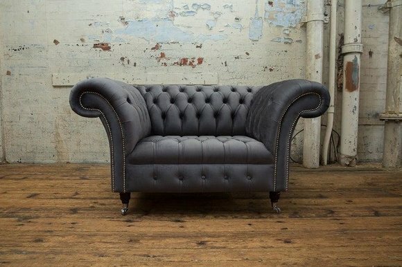 Chesterfield Design Sofa 1 Sitzer Couch Polster Luxus Klassische Textil von JV Möbel