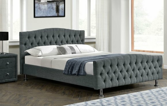 Chesterfield Designer Bett Schlafzimmer Textil Leder Polster 140/160/180/200 cm von JV Möbel