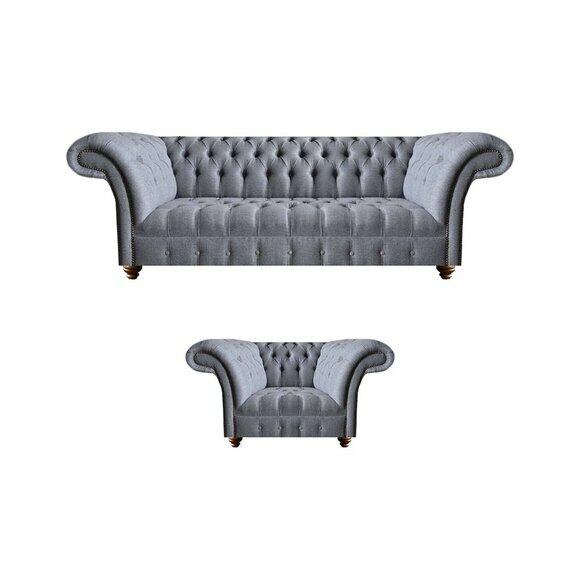 Chesterfield Designer Graue Polstergarnitur Moderne Textilcouchen 2tlg Chesterfield Designer Graue Polstergarnitur Moderne Textilcouchen 2tlg von JV Moebel