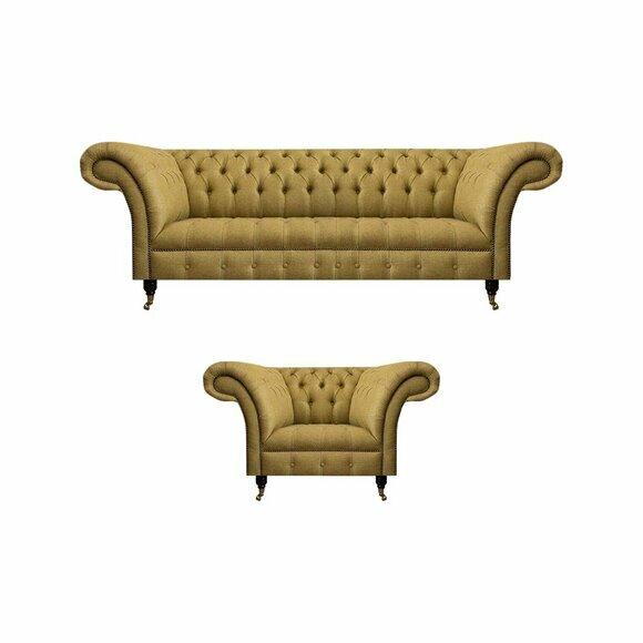 Chesterfield Dreisitzer Sofa Polstermöbel Neu Sessel Polster Sitz Wohnzimmer von JV Moebel