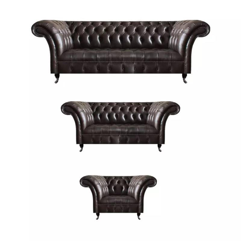Chesterfield Dunkelbraune Couchen Designer Garnitur Wohnzimmer Möbel von JV Moebel