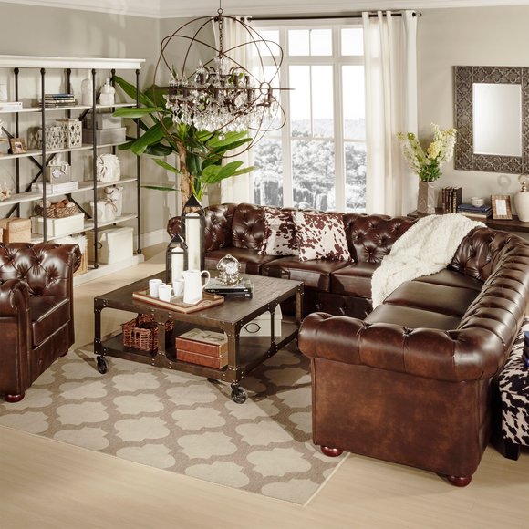 Chesterfield Ecksofa 3-E-3 Sofa Couchen Couch Sofas Sitz Kunstleder Sofort von JV Möbel