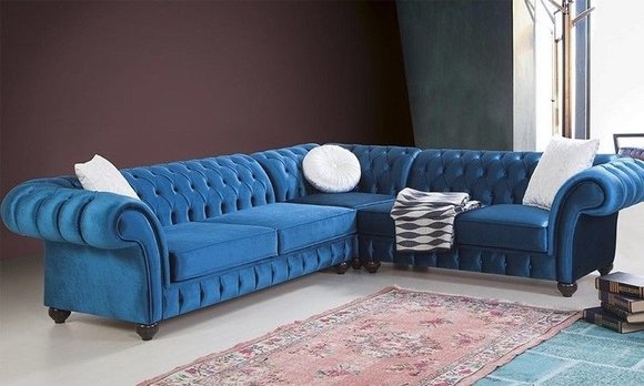 Chesterfield Ecksofa Sofa Couch Ledersofa Polster Eck Couch Garnitur von JV Möbel