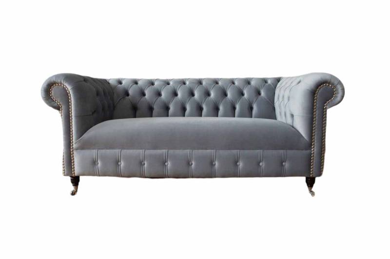 Chesterfield Grau Couch Dreisitzer Sofa Couchen Sofas Samt Möbel 230cm von JV Möbel