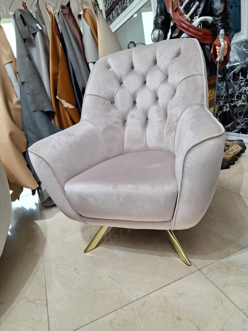 Chesterfield Grau Sessel Loungesessel Clubsessel Cocktailsessel Samtstoff Sessel Sofort von JV Möbel